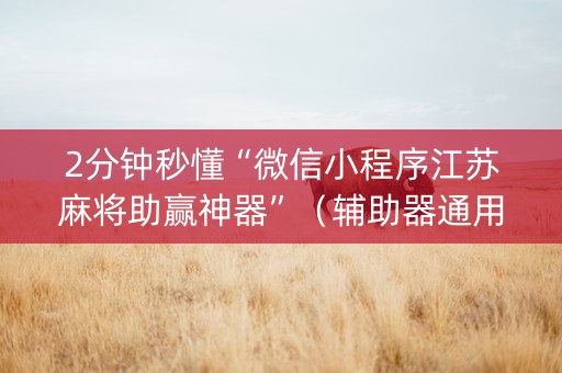 2分钟秒懂“微信小程序江苏麻将助赢神器”（辅助器通用版)