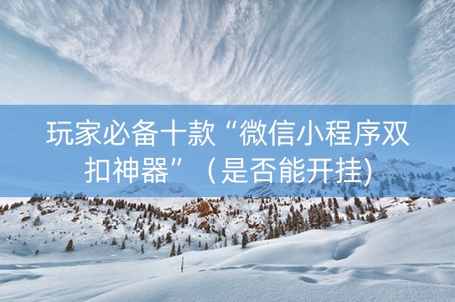 玩家必备十款“微信小程序双扣神器”（是否能开挂)