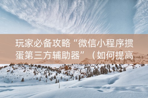 玩家必备攻略“微信小程序掼蛋第三方辅助器”（如何提高胜率)