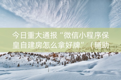 今日重大通报“微信小程序保皇自建房怎么拿好牌”（辅助器插件)