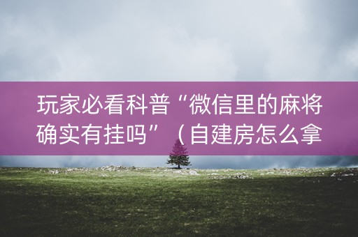 玩家必看科普“微信里的麻将确实有挂吗”（自建房怎么拿好牌)
