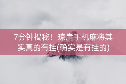 7分钟揭秘！琼崖手机麻将其实真的有挂(确实是有挂的)