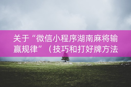关于“微信小程序湖南麻将输赢规律”（技巧和打好牌方法)
