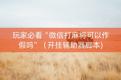 玩家必看“微信打麻将可以作假吗”（开挂辅助器脚本)