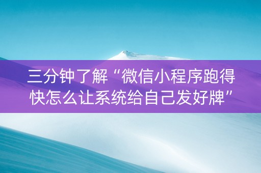 三分钟了解“微信小程序跑得快怎么让系统给自己发好牌”（插件开挂免费AI)