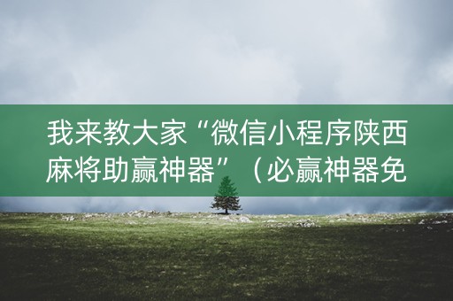 我来教大家“微信小程序陕西麻将助赢神器”（必赢神器免费安装)