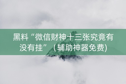 黑料“微信财神十三张究竟有没有挂”（辅助神器免费)