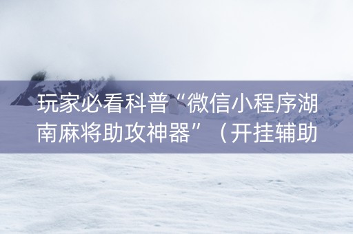 玩家必看科普“微信小程序湖南麻将助攻神器”（开挂辅助插件)