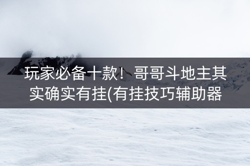 玩家必备十款！哥哥斗地主其实确实有挂(有挂技巧辅助器)