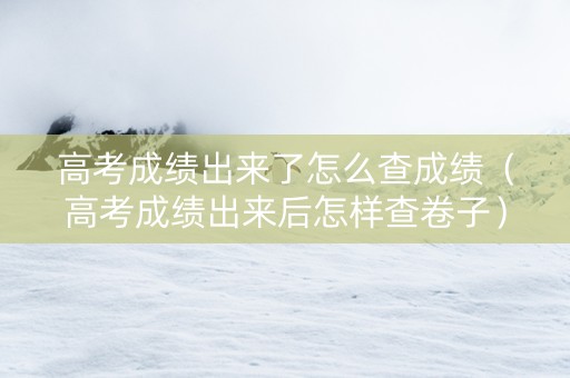 高考成绩出来了怎么查成绩（高考成绩出来后怎样查卷子）
