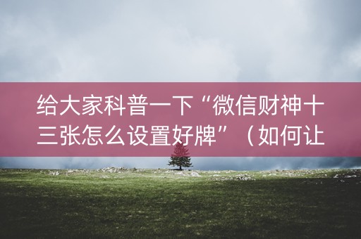 给大家科普一下“微信财神十三张怎么设置好牌”（如何让系统发好牌)