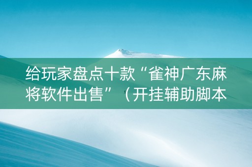 给玩家盘点十款“雀神广东麻将软件出售”（开挂辅助脚本)