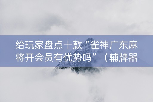给玩家盘点十款“雀神广东麻将开会员有优势吗”（辅牌器插件购买)