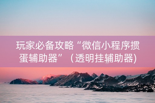 玩家必备攻略“微信小程序掼蛋辅助器”（透明挂辅助器)