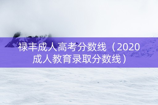 禄丰成人高考分数线（2020成人教育录取分数线）