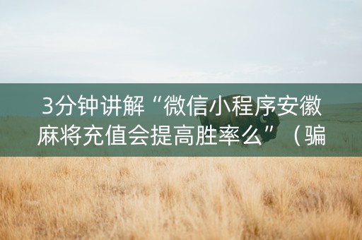 3分钟讲解“微信小程序安徽麻将充值会提高胜率么”（骗局大揭秘)
