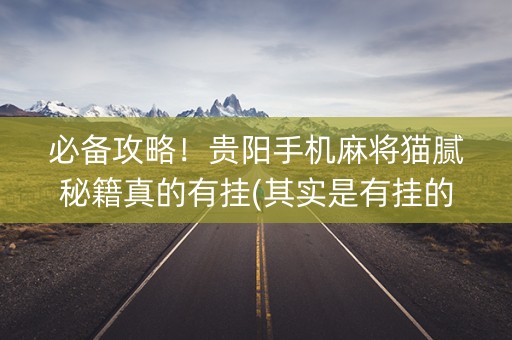 必备攻略！贵阳手机麻将猫腻秘籍真的有挂(其实是有挂的)