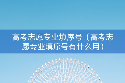 高考志愿专业填序号（高考志愿专业填序号有什么用）