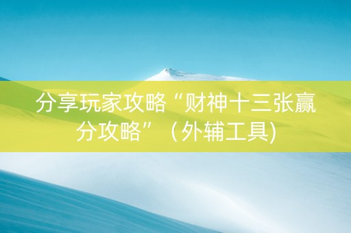 分享玩家攻略“财神十三张赢分攻略”（外辅工具)