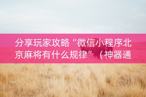 分享玩家攻略“微信小程序北京麻将有什么规律”（神器通用版)