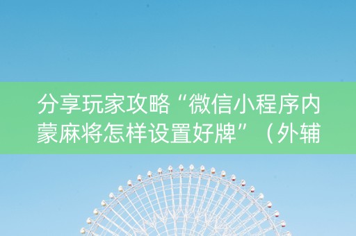 分享玩家攻略“微信小程序内蒙麻将怎样设置好牌”（外辅工具)