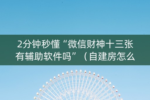 2分钟秒懂“微信财神十三张有辅助软件吗”（自建房怎么赢)
