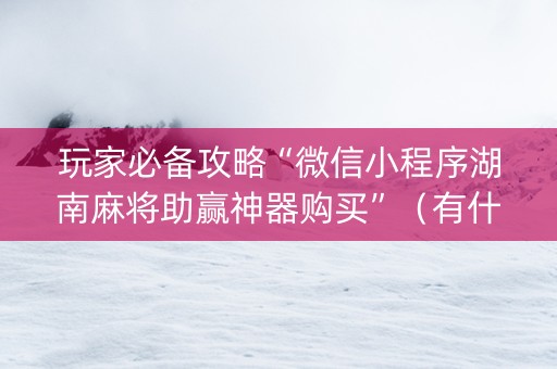 玩家必备攻略“微信小程序湖南麻将助赢神器购买”（有什么规律)