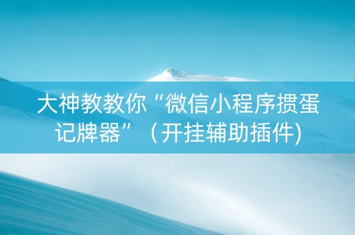 大神教教你“微信小程序掼蛋记牌器”（开挂辅助插件)