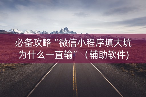 必备攻略“微信小程序填大坑为什么一直输”（辅助软件)
