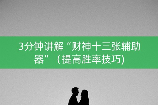 3分钟讲解“财神十三张辅助器”（提高胜率技巧)