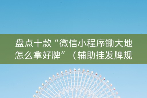 盘点十款“微信小程序锄大地怎么拿好牌”（辅助挂发牌规律)