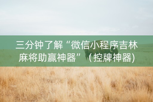 三分钟了解“微信小程序吉林麻将助赢神器”（控牌神器)