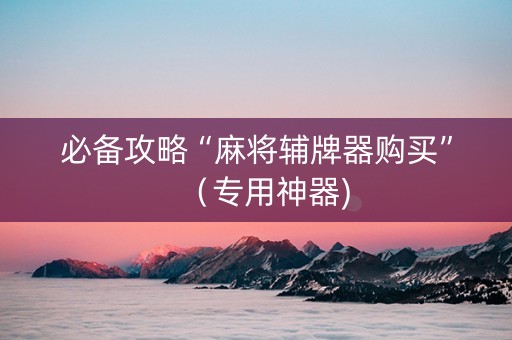 必备攻略“麻将辅牌器购买”（专用神器)