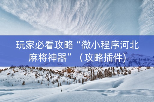 玩家必看攻略“微小程序河北麻将神器”（攻略插件)