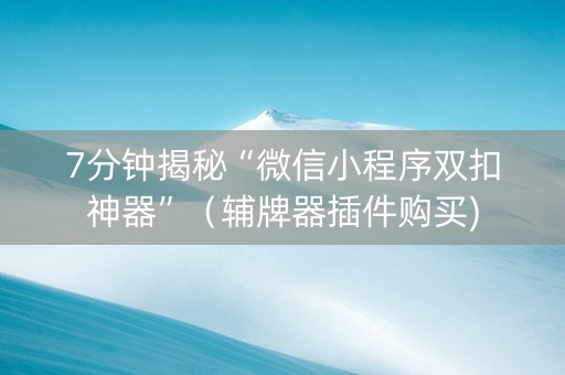 7分钟揭秘“微信小程序双扣神器”（辅牌器插件购买)