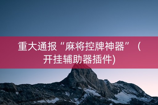 重大通报“麻将控牌神器”（开挂辅助器插件)