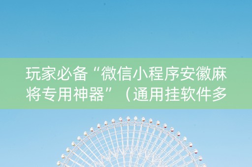 玩家必备“微信小程序安徽麻将专用神器”（通用挂软件多少钱)