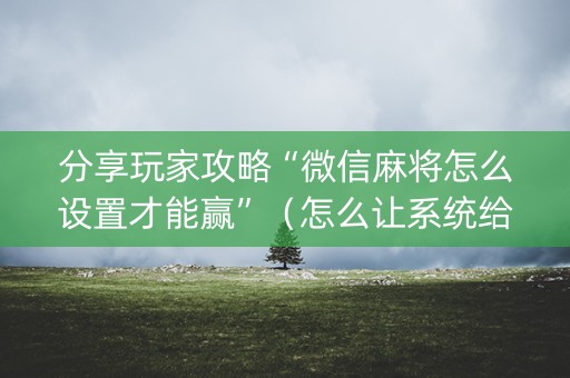 分享玩家攻略“微信麻将怎么设置才能赢”（怎么让系统给你发好牌)