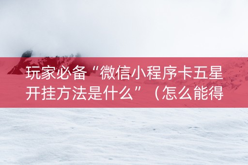 玩家必备“微信小程序卡五星开挂方法是什么”（怎么能得到好牌)