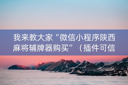 我来教大家“微信小程序陕西麻将辅牌器购买”（插件可信吗)