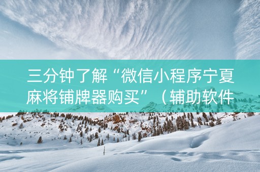 三分钟了解“微信小程序宁夏麻将铺牌器购买”（辅助软件)