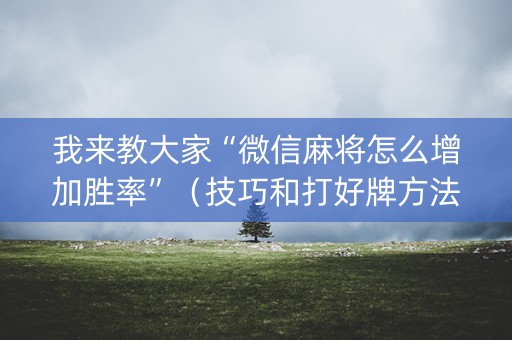我来教大家“微信麻将怎么增加胜率”（技巧和打好牌方法)