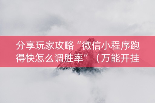 分享玩家攻略“微信小程序跑得快怎么调胜率”（万能开挂器)
