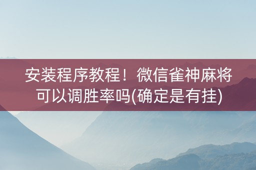 安装程序教程！微信雀神麻将可以调胜率吗(确定是有挂)