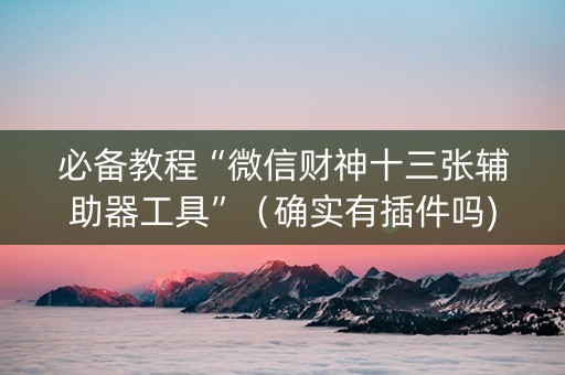 必备教程“微信财神十三张辅助器工具”（确实有插件吗)