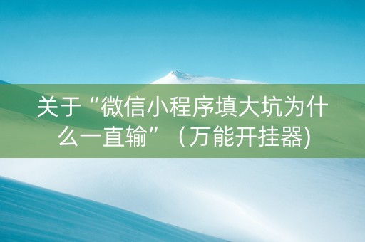 关于“微信小程序填大坑为什么一直输”（万能开挂器)