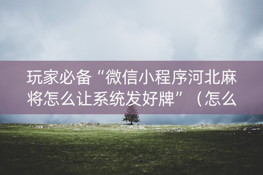 玩家必备“微信小程序河北麻将怎么让系统发好牌”（怎么让系统给自己好牌)