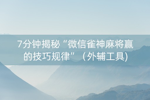 7分钟揭秘“微信雀神麻将赢的技巧规律”（外辅工具)