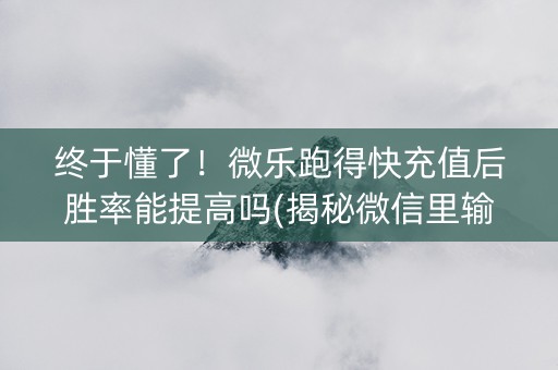 终于懂了！微乐跑得快充值后胜率能提高吗(揭秘微信里输赢技巧)