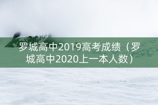罗城高中2019高考成绩（罗城高中2020上一本人数）